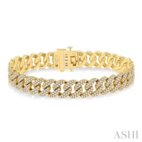 4 Ctw Round Cut Diamond Curb Bracelet in 14K Yellow Gold