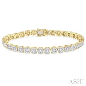 5 Ctw Round Cut Diamond Lovebright Bracelet in 14K Yellow and White Gold