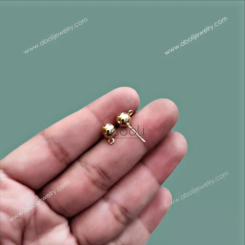 6 mm golden ball stud components earrings studs findings GBS6