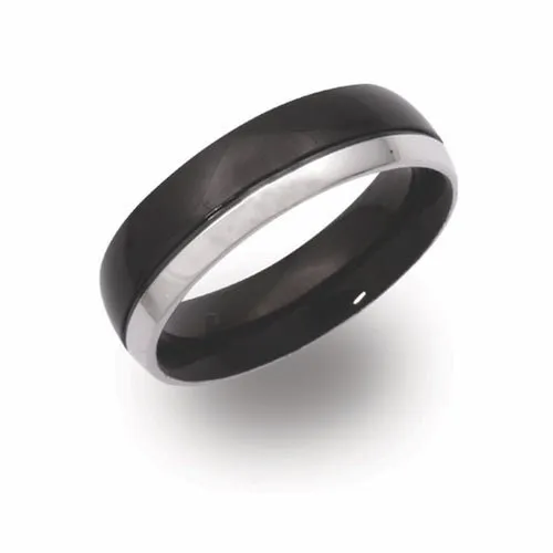 6mm Black IP & Steel Gents ring