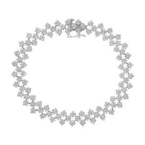 .925 Sterling Silver 1.0 cttw Miracle-Set Round Diamond "Zig Zag" Link Bracelet (I-J Color, I3 Clarity) -7.25