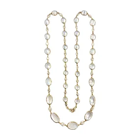 9.36Ct Diamond and Moonstone Necklace in 18k Yellow Gold