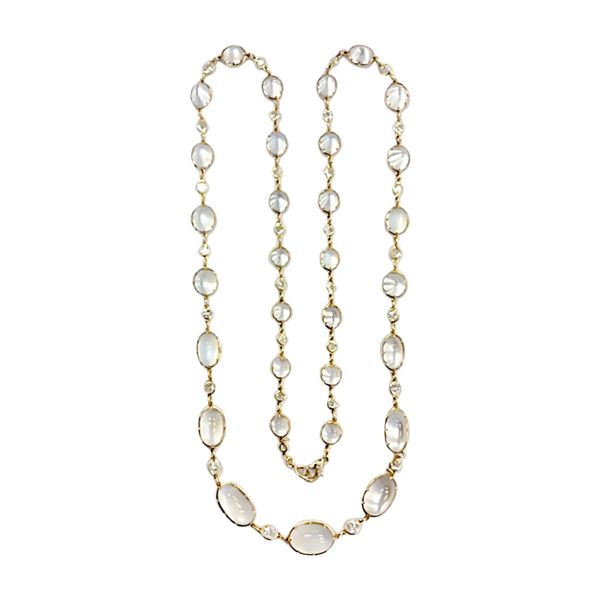 9.36Ct Diamond and Moonstone Necklace in 18k Yellow Gold