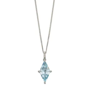 9ct White Gold Blue Topaz And Diamond Kite Shaped Pendant Only GP2241T