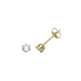 9ct Yellow Gold 3mm Zirconia Stud Earrings  ES210