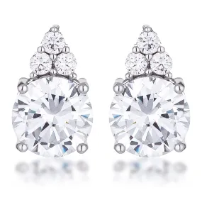 Abigail Simple 9mm Clear Round Stud Earrings | 3.1ct