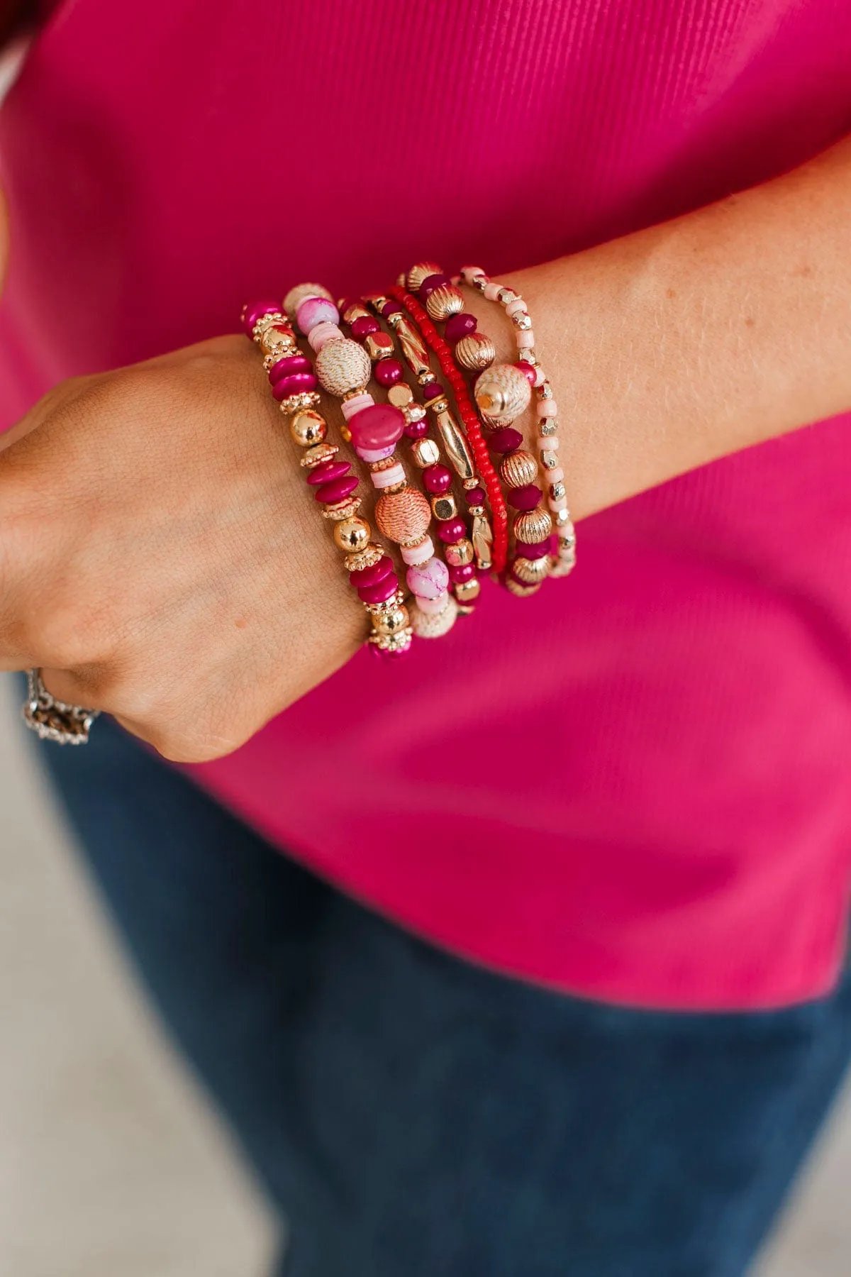 Absolute Beauty Beaded Bracelet Set- Pink