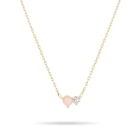 Adina - Pink Opal   Diamond Amigos Necklace in Y14k