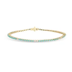 Adina - Turquoise   Diamond Tennis Bracelet in Y14k