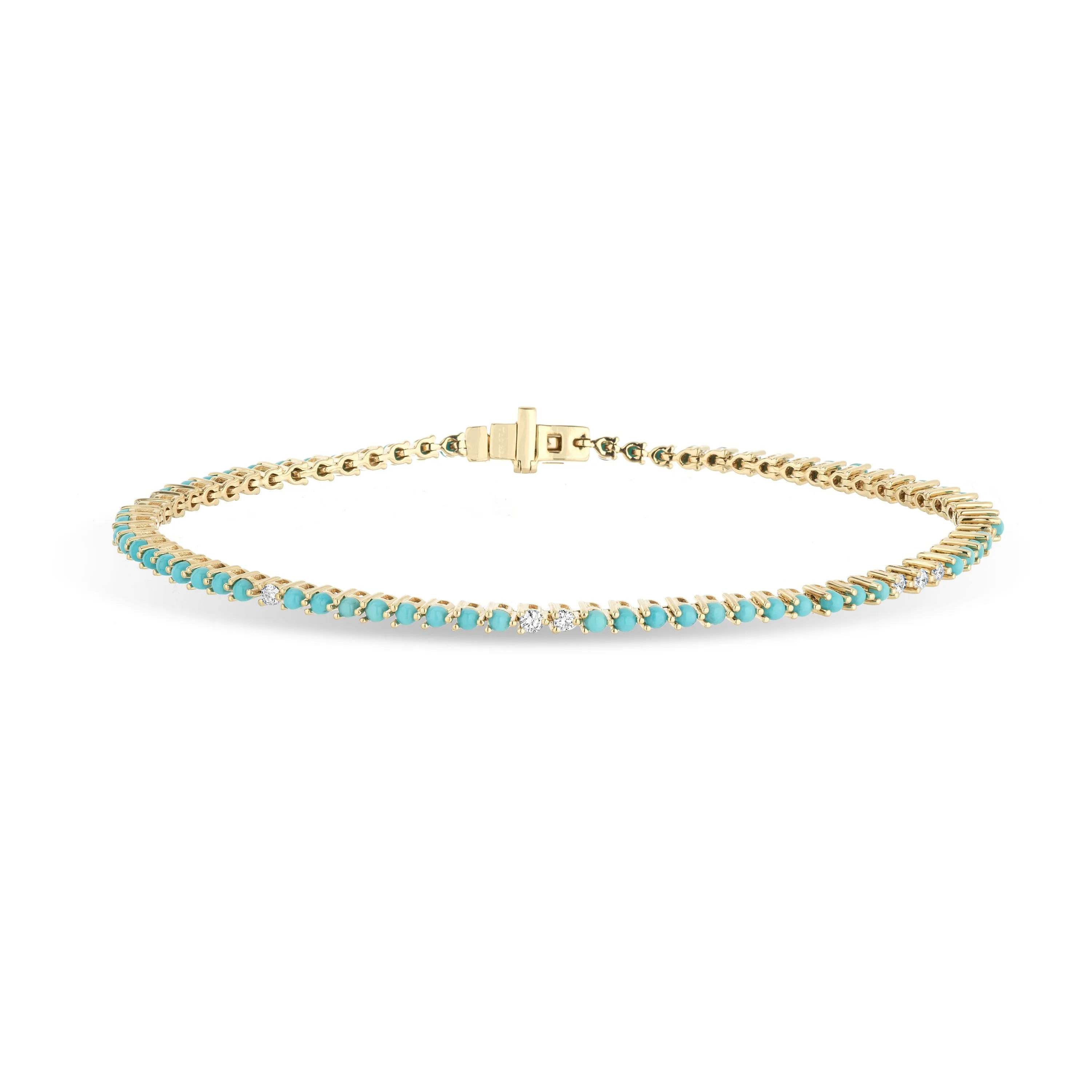 Adina - Turquoise   Diamond Tennis Bracelet in Y14k