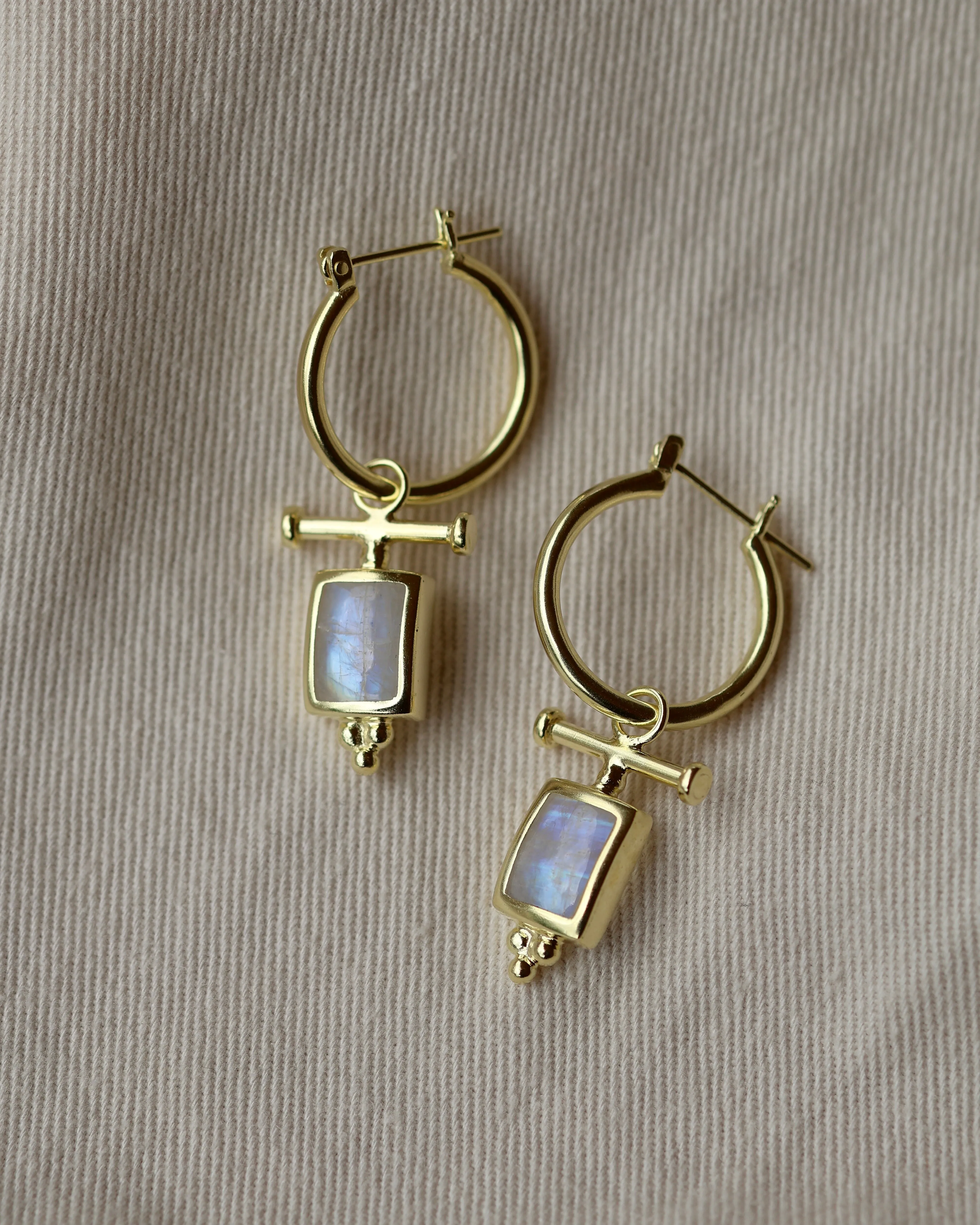 Amalia 14K Gold Hoop Moonstone Earrings