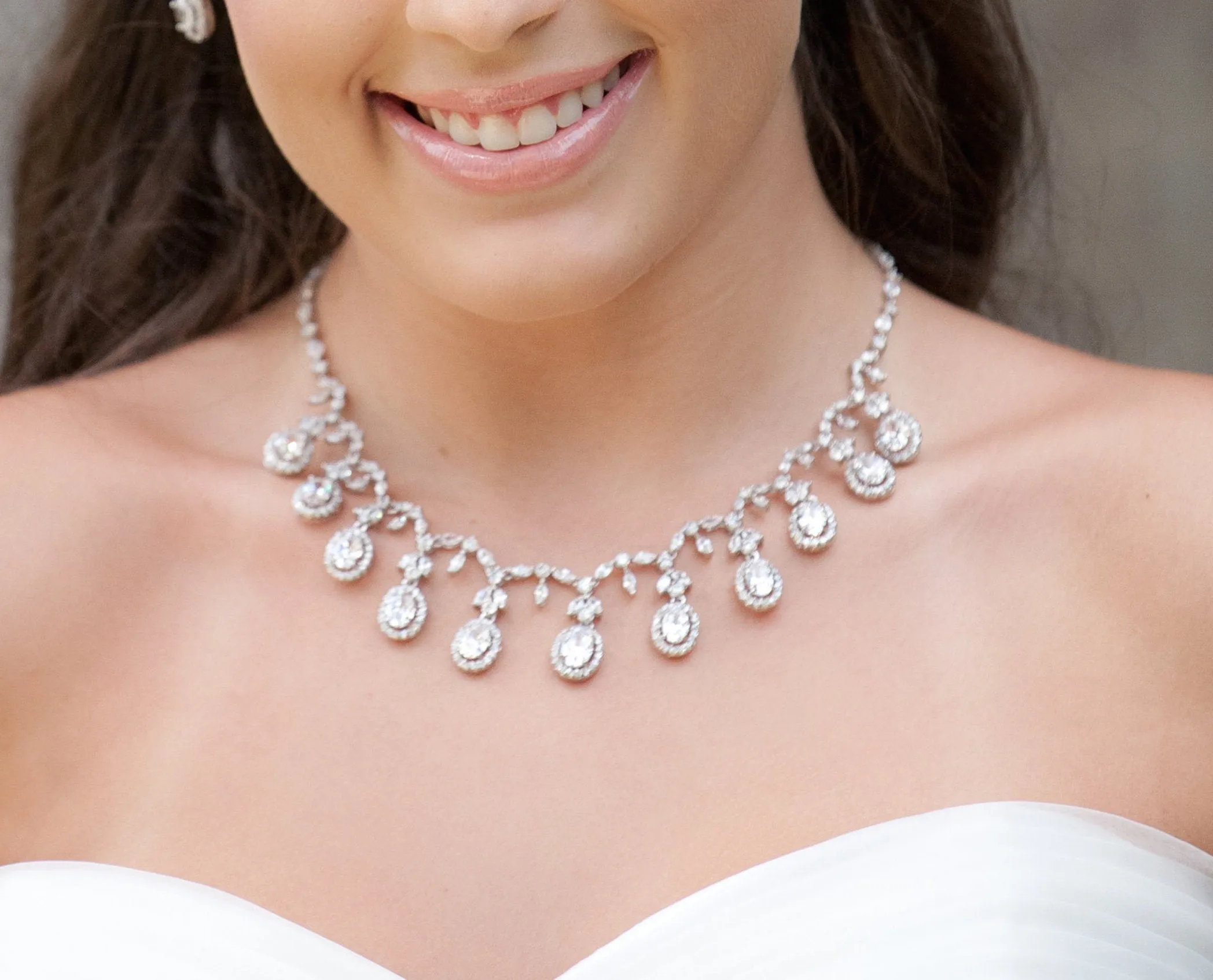 Ansley Bridal Necklace and Stud Earring and Bracelet Set