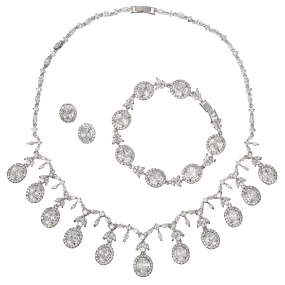 Ansley Bridal Necklace and Stud Earring and Bracelet Set