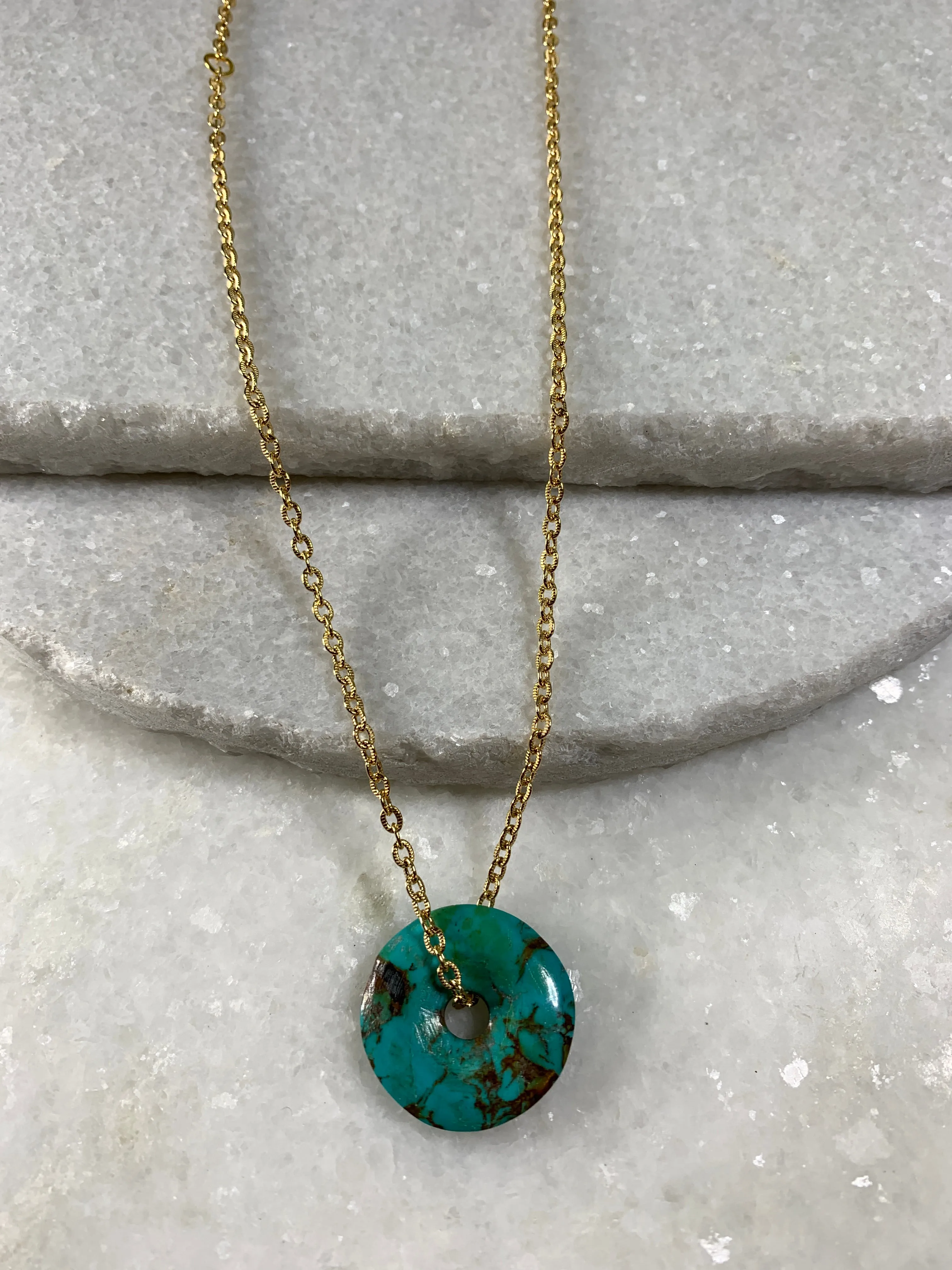 Antique Turquoise Disk Necklace