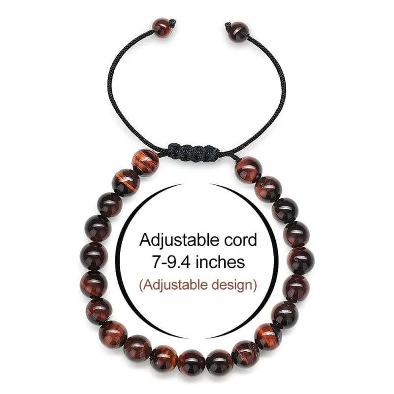 Anxiety Bracelet for Men Red Bead - 8mm Tiger's Eye Stone Beads Bracelet  Natural Matte Agate Onyx Yoga Essential Oils Anxiety Aromatherapy Bracelets Jewelry Birthday Gifts for Men