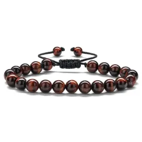 Anxiety Bracelet for Men Red Bead - 8mm Tiger's Eye Stone Beads Bracelet  Natural Matte Agate Onyx Yoga Essential Oils Anxiety Aromatherapy Bracelets Jewelry Birthday Gifts for Men