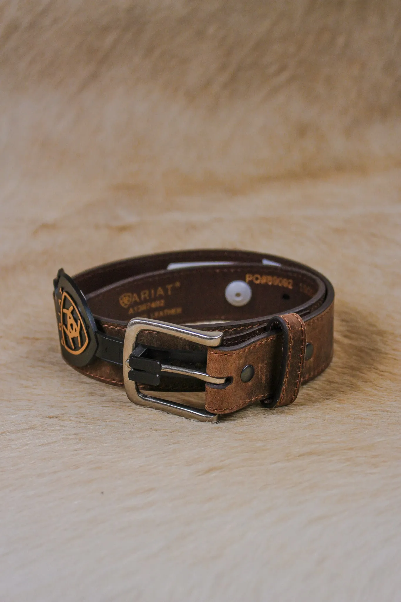 Ariat Boys 1 1/4 Stitch USA Flag Shield Belt