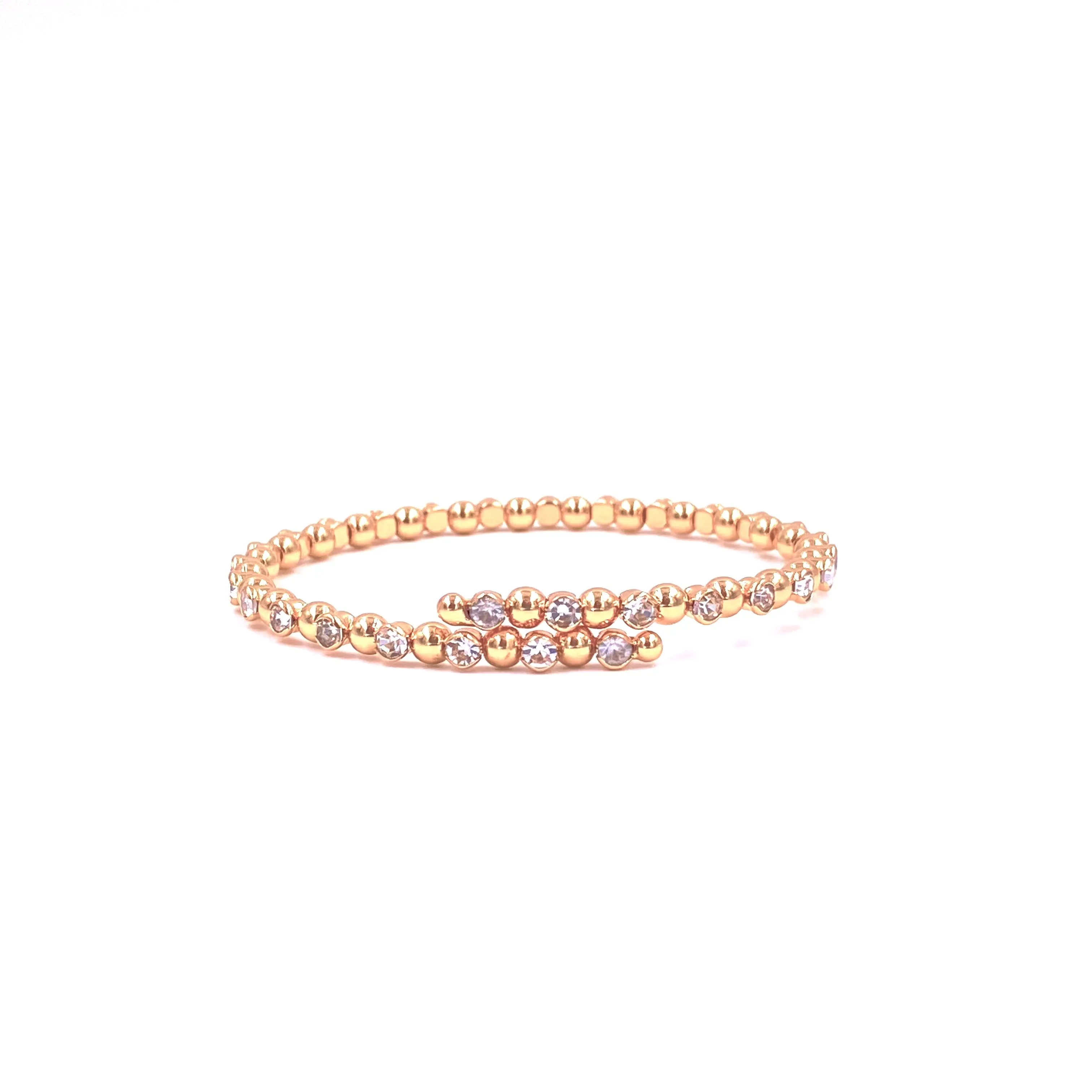 Ashley Gold Stainless Steel Wire Adjustable CZ Bangle Bracelet