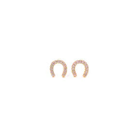 Ashley Gold Sterling Silver Gold Plated CZ Mini Horseshoe Stud Earrings