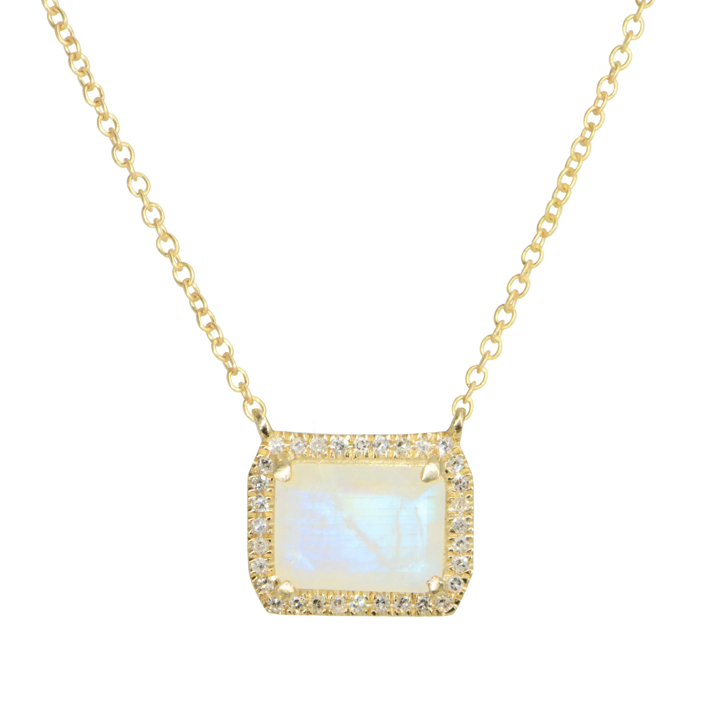 Atiena Rainbow Moonstone Necklace With Diamonds