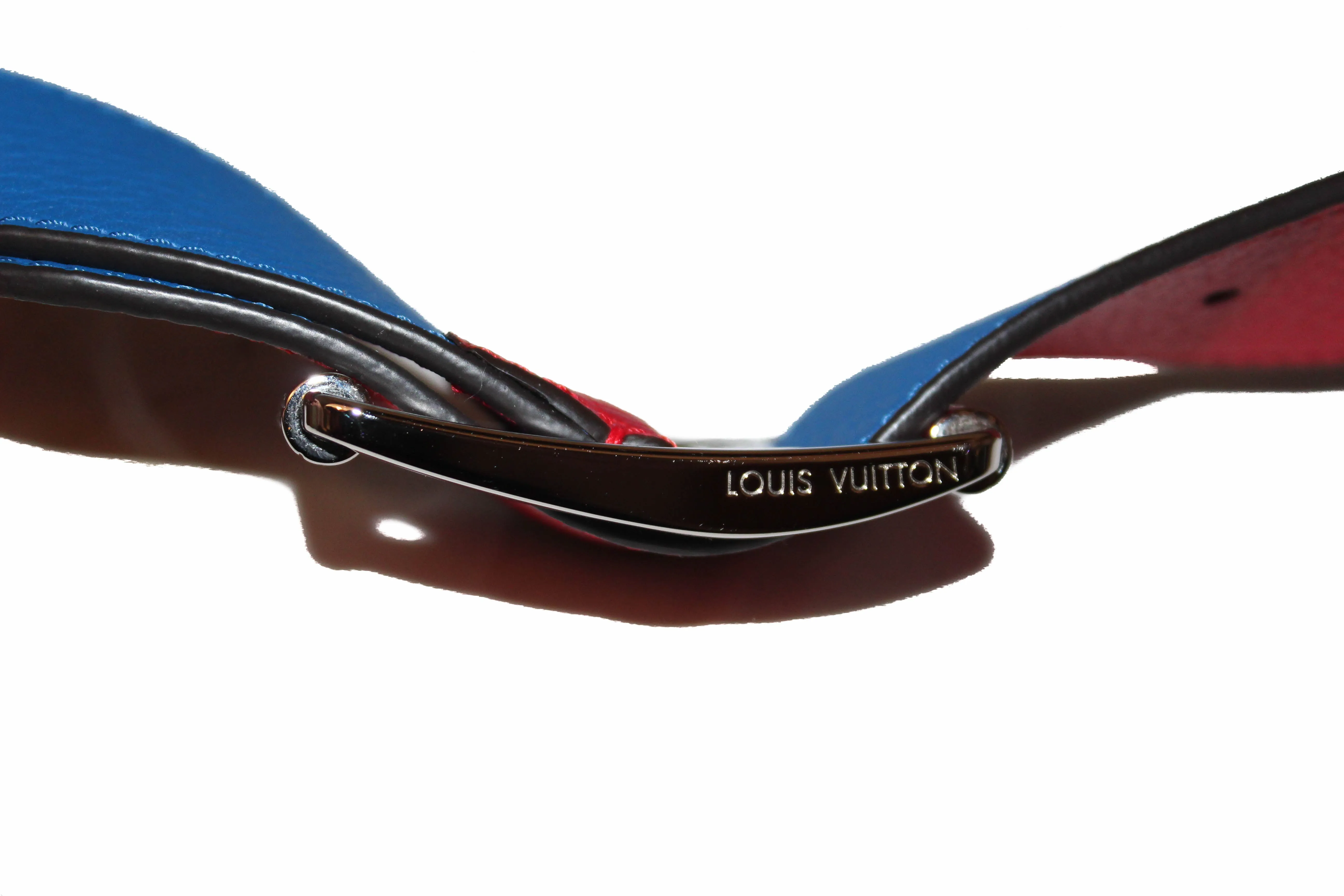 Authentic Louis Vuitton Reverso 40MM Red/Blue Taurillon Leather Reversible Belt