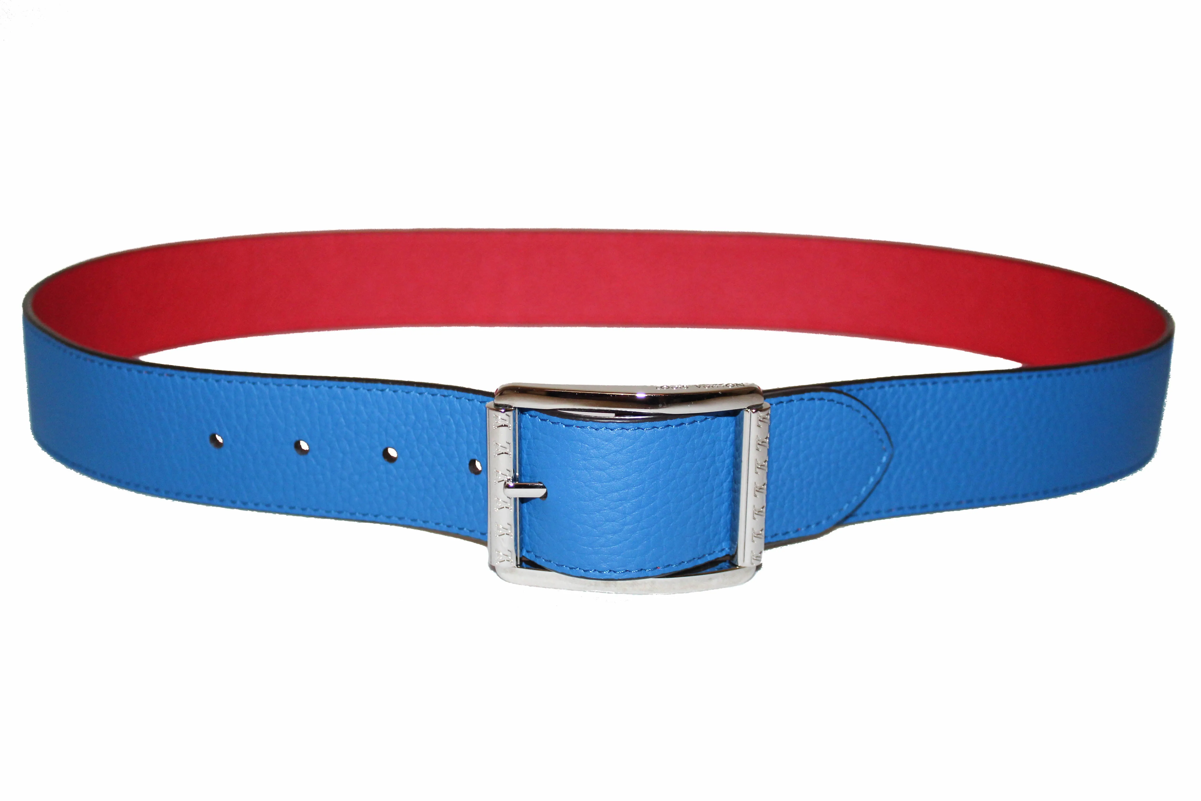 Authentic Louis Vuitton Reverso 40MM Red/Blue Taurillon Leather Reversible Belt