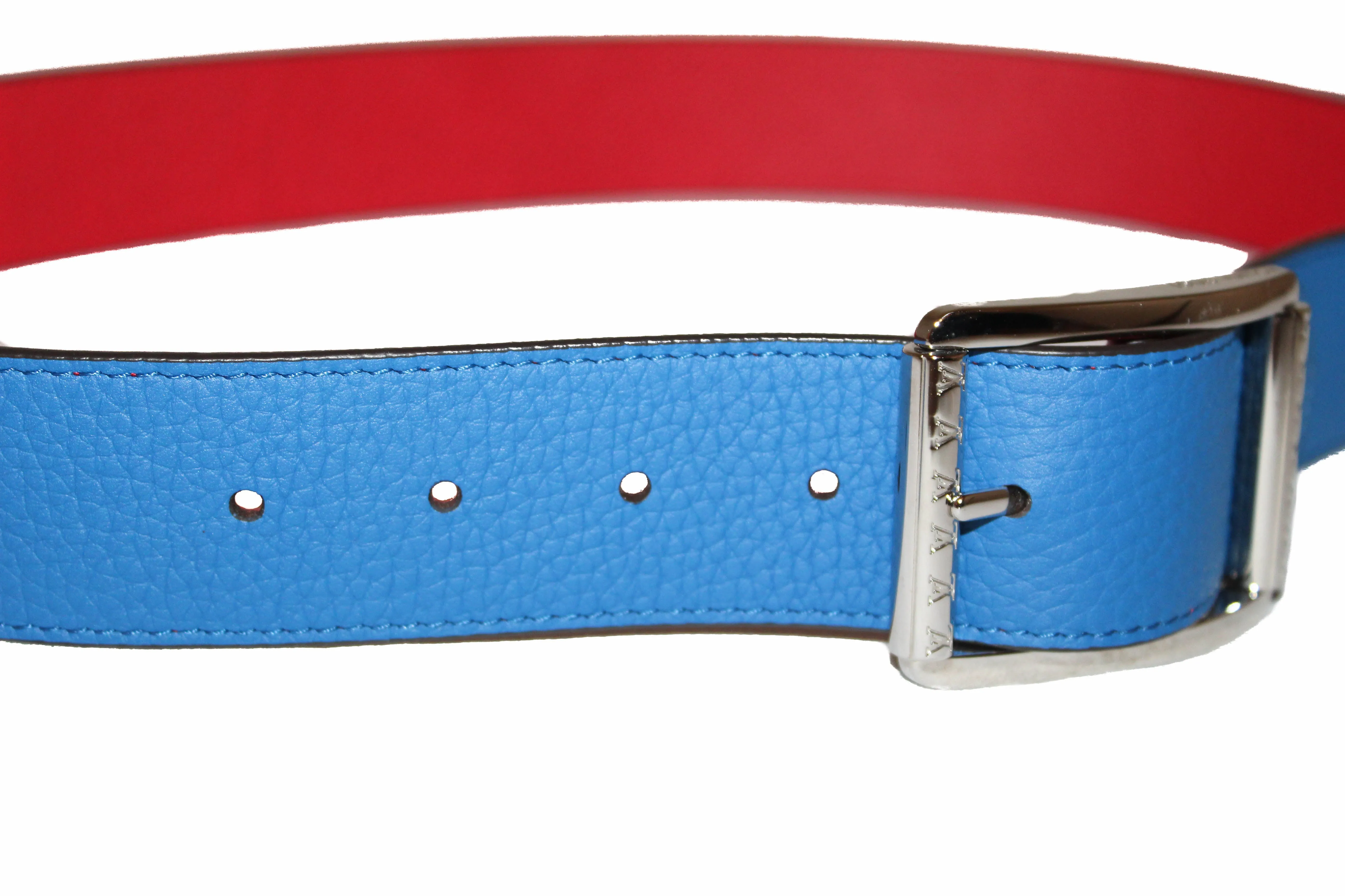 Authentic Louis Vuitton Reverso 40MM Red/Blue Taurillon Leather Reversible Belt