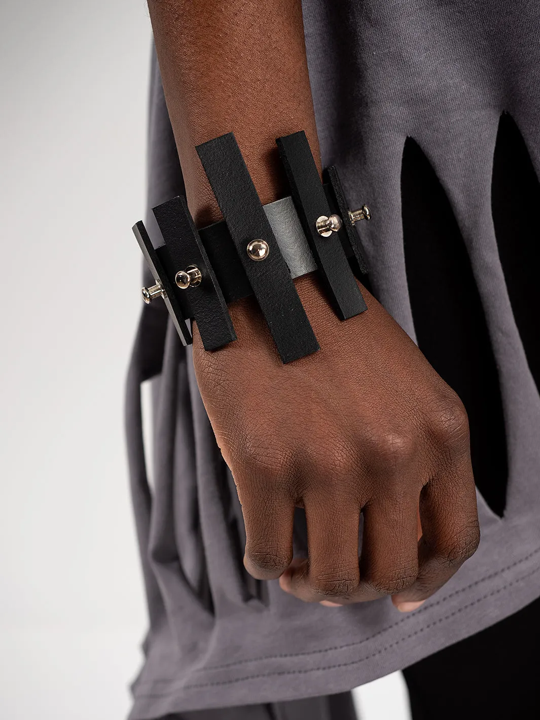 Avant Garde Leather Bracelet With Studs