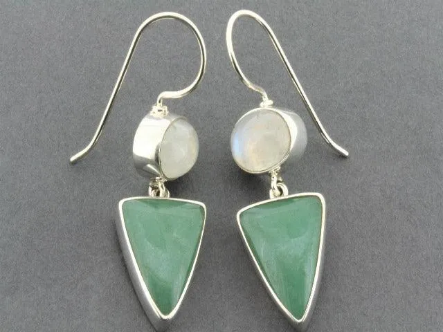 Aventurine & moonstone silver doll earring