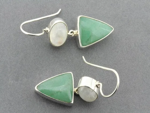 Aventurine & moonstone silver doll earring