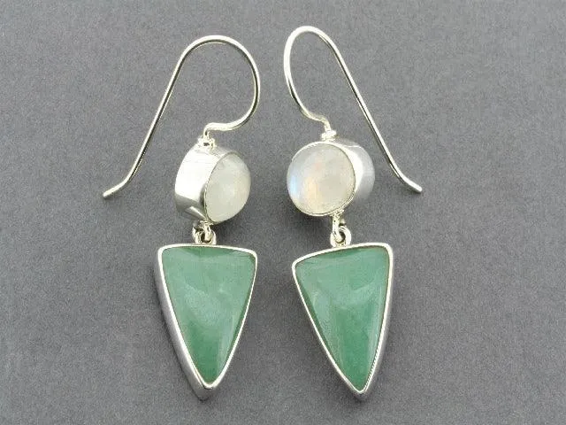 Aventurine & moonstone silver doll earring