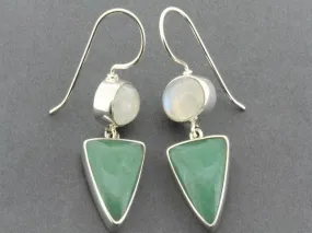 Aventurine & moonstone silver doll earring