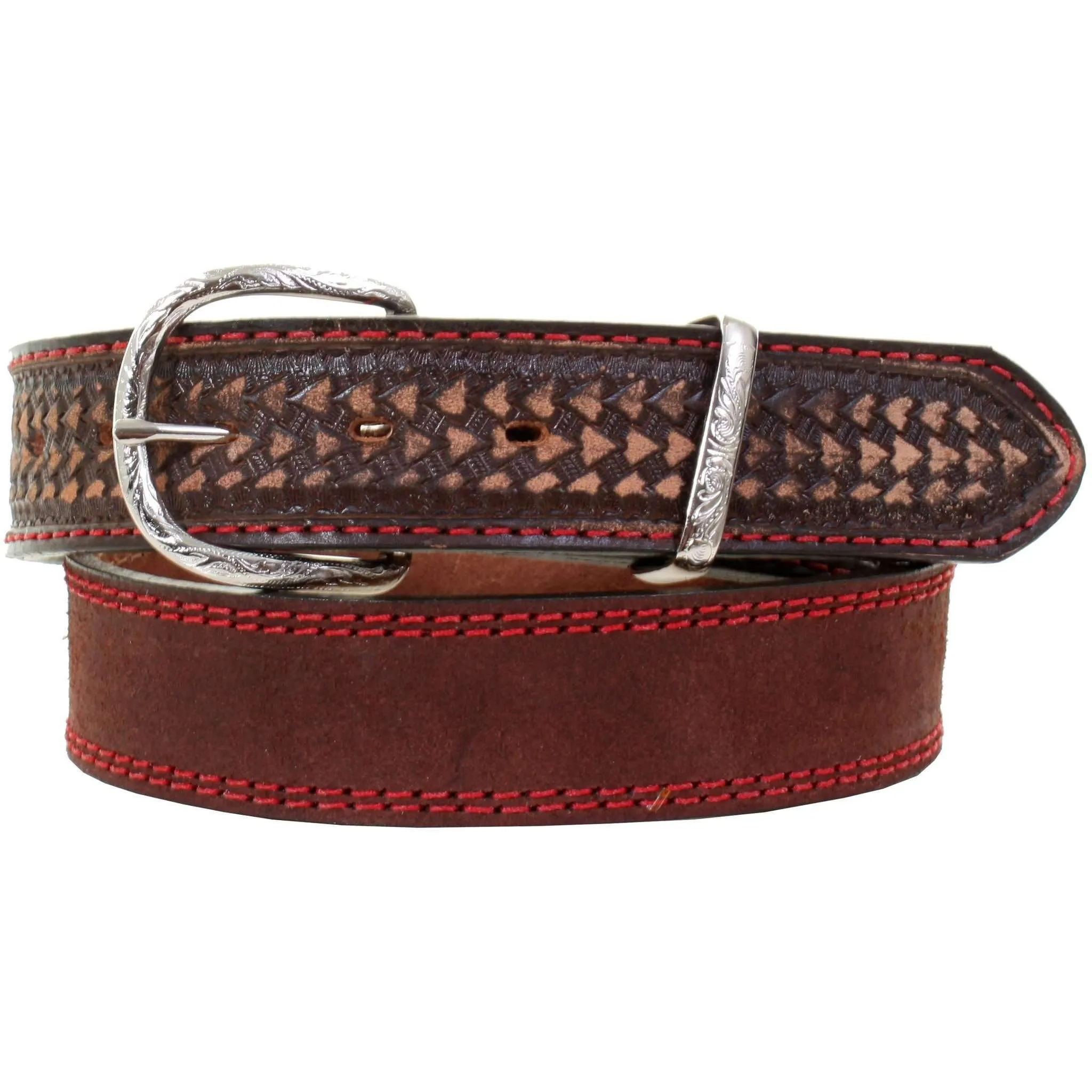 B992 - Brown Rough Out Tooled Belt