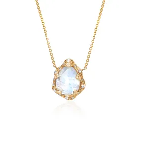 Baby Queen Water Drop Moonstone Necklace with Sprinkled Diamonds