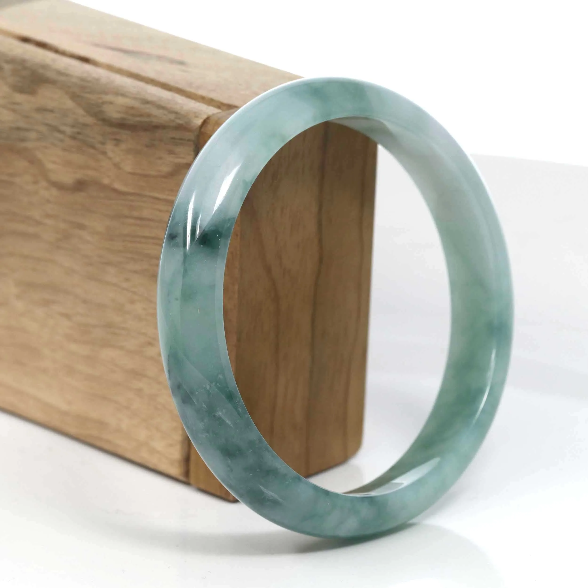 Baikalla Blue Green Classic Real Jadeite Jade Bangle Bracelet (63.11mm) #386