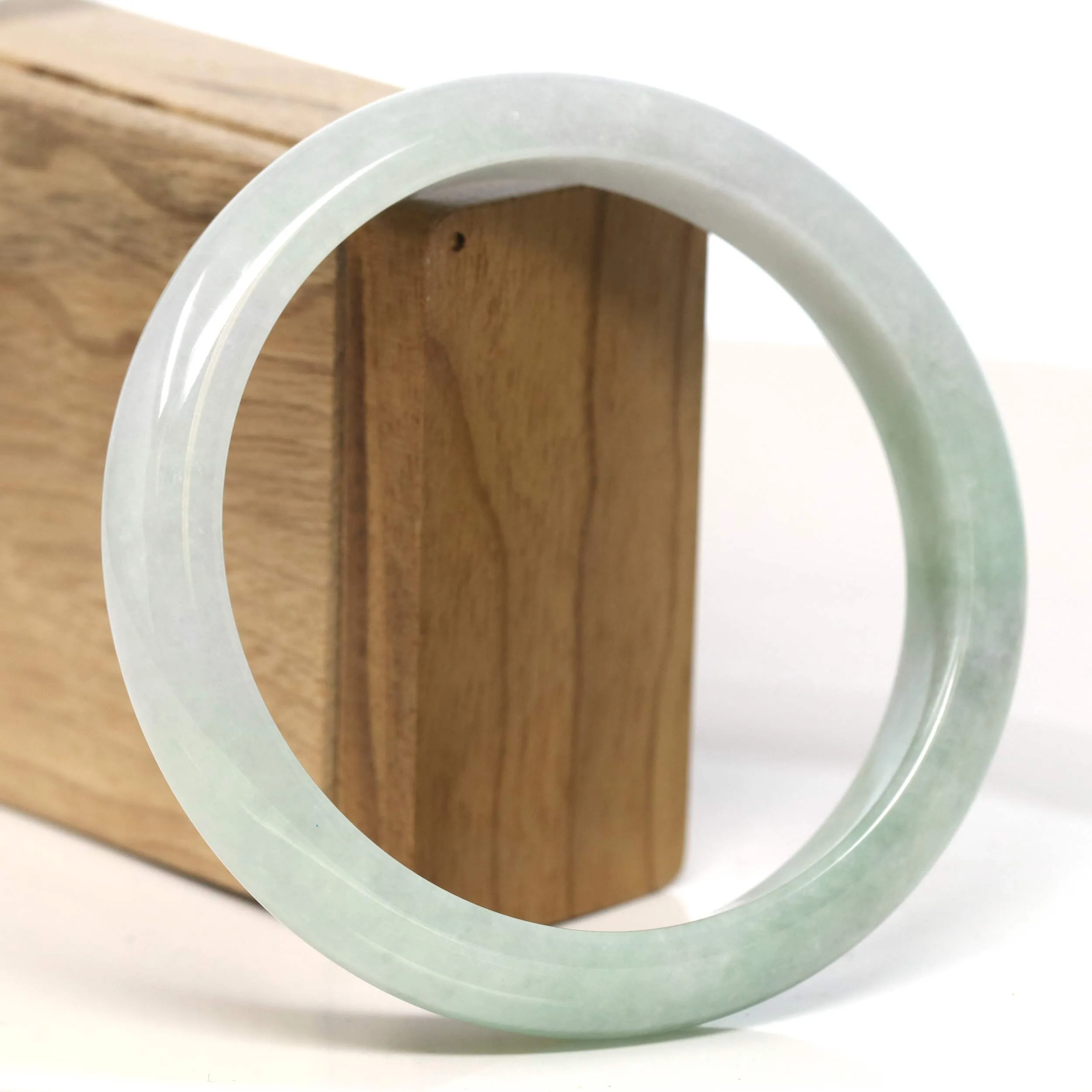 Baikalla "Half Round" Light Green Lavender Jadeite Jade Bangle Bracelet ( 66.3 mm) #T444