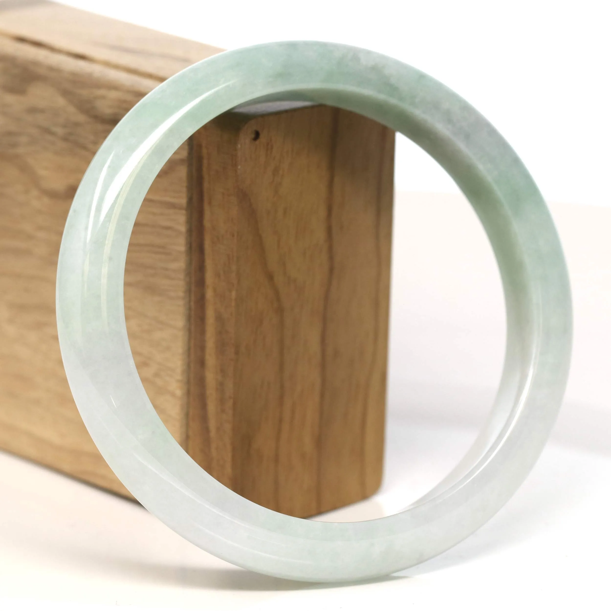 Baikalla "Half Round" Light Green Lavender Jadeite Jade Bangle Bracelet ( 66.3 mm) #T444