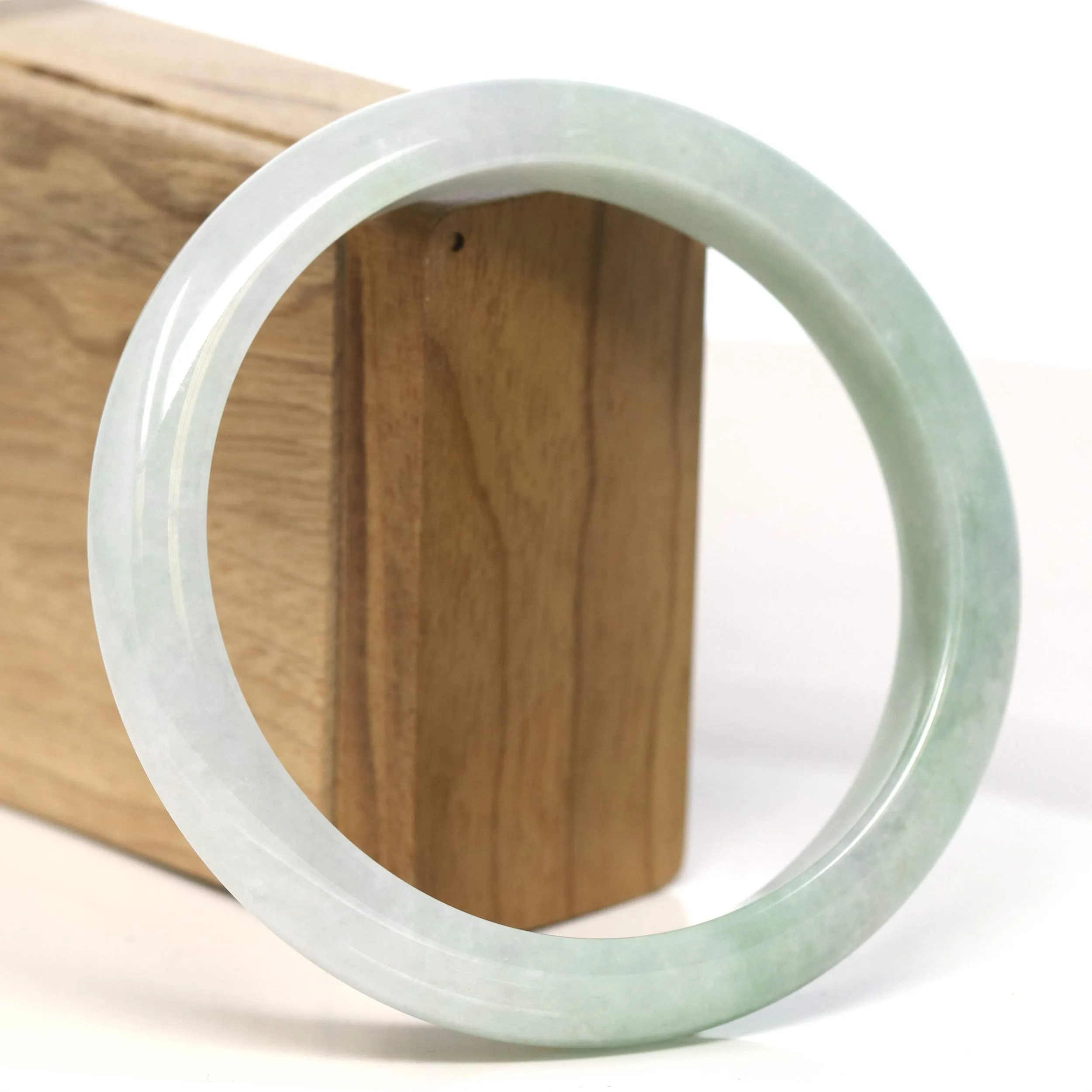 Baikalla "Half Round" Light Green Lavender Jadeite Jade Bangle Bracelet ( 66.3 mm) #T444