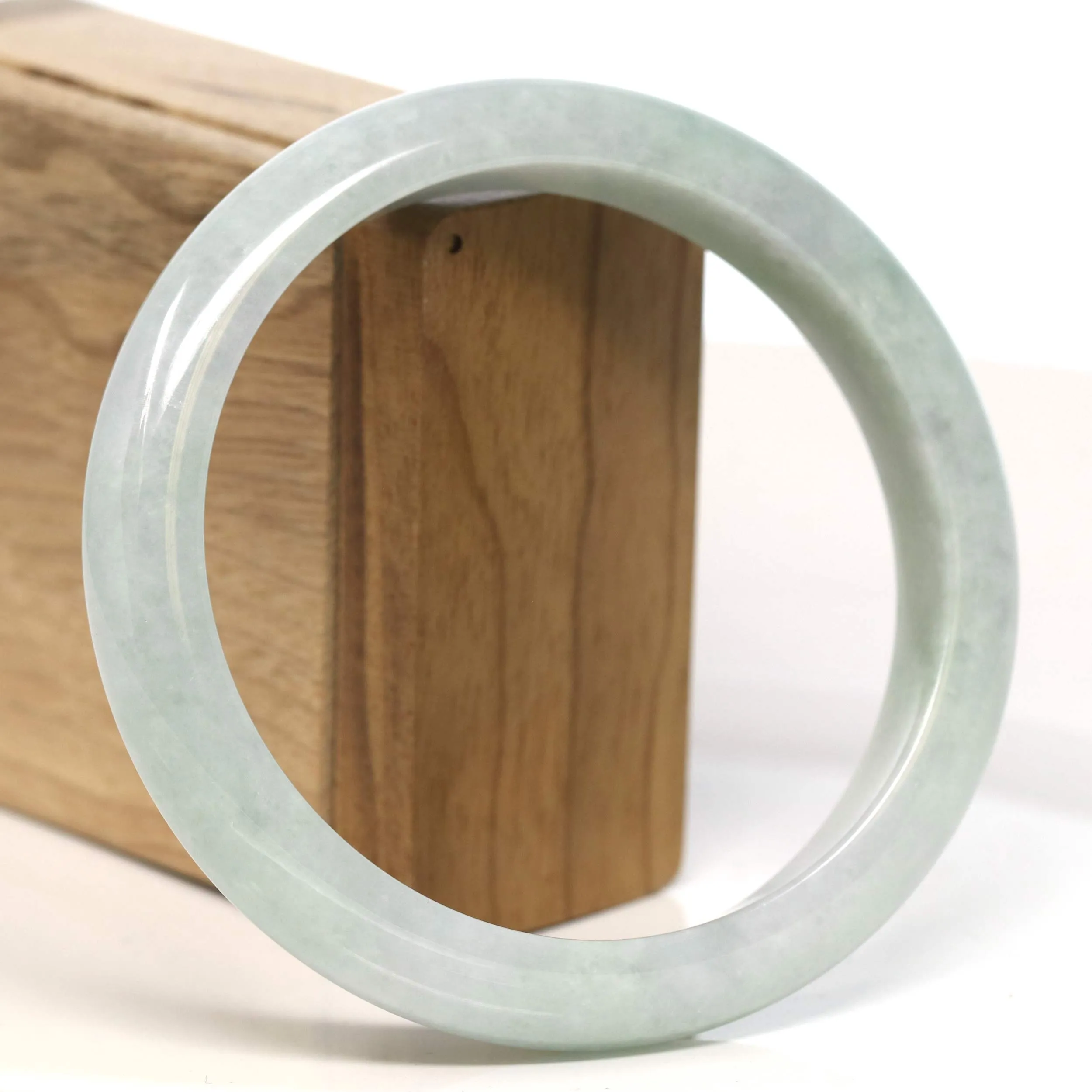 Baikalla "Half Round" Light Green Lavender Jadeite Jade Bangle Bracelet (66.3 mm) #T461