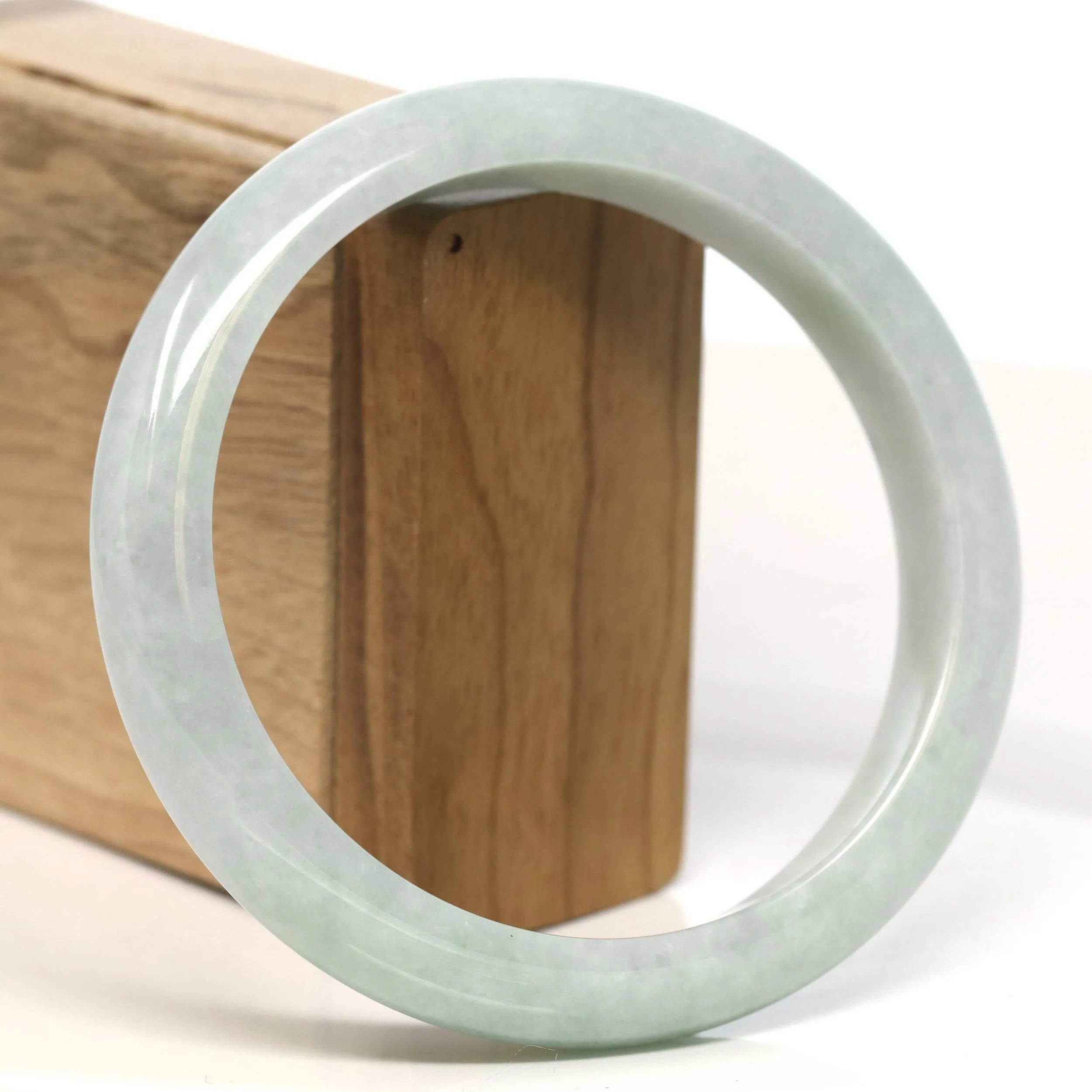 Baikalla "Half Round" Light Green Lavender Jadeite Jade Bangle Bracelet (66.3 mm) #T461