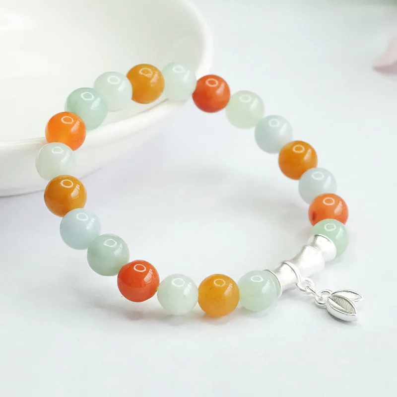 Bamboo Bracelet with Myanmar A-grade Jade and Sterling Silver