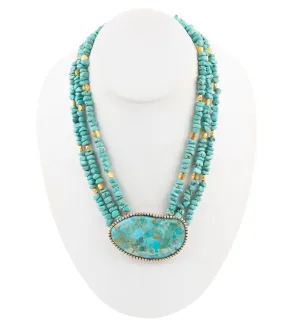 Barse Refined Blue Turquoise Golden Statement Necklace