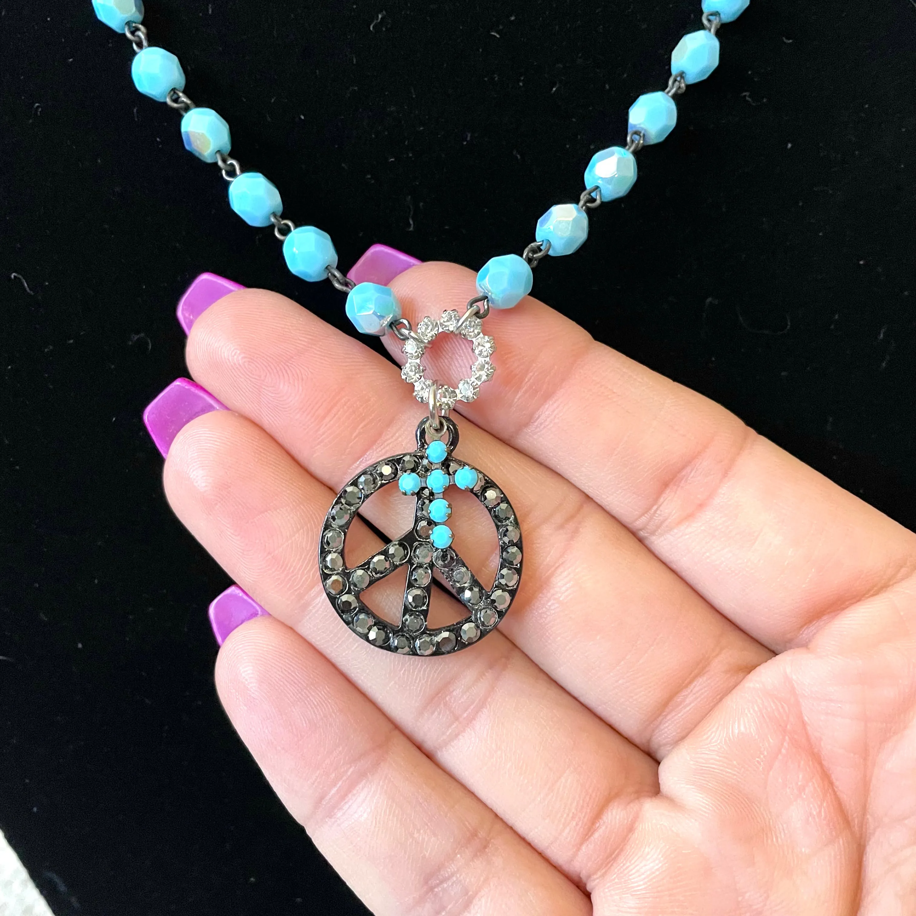 Beaded Peace Sign Necklace