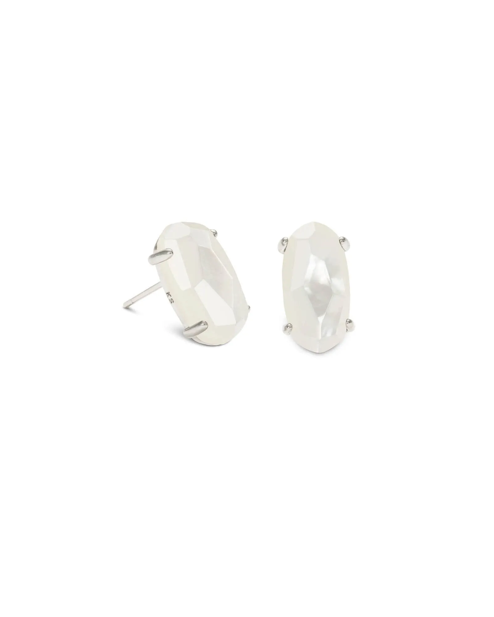 Betty Silver Stud Earrings In Ivory Pearl