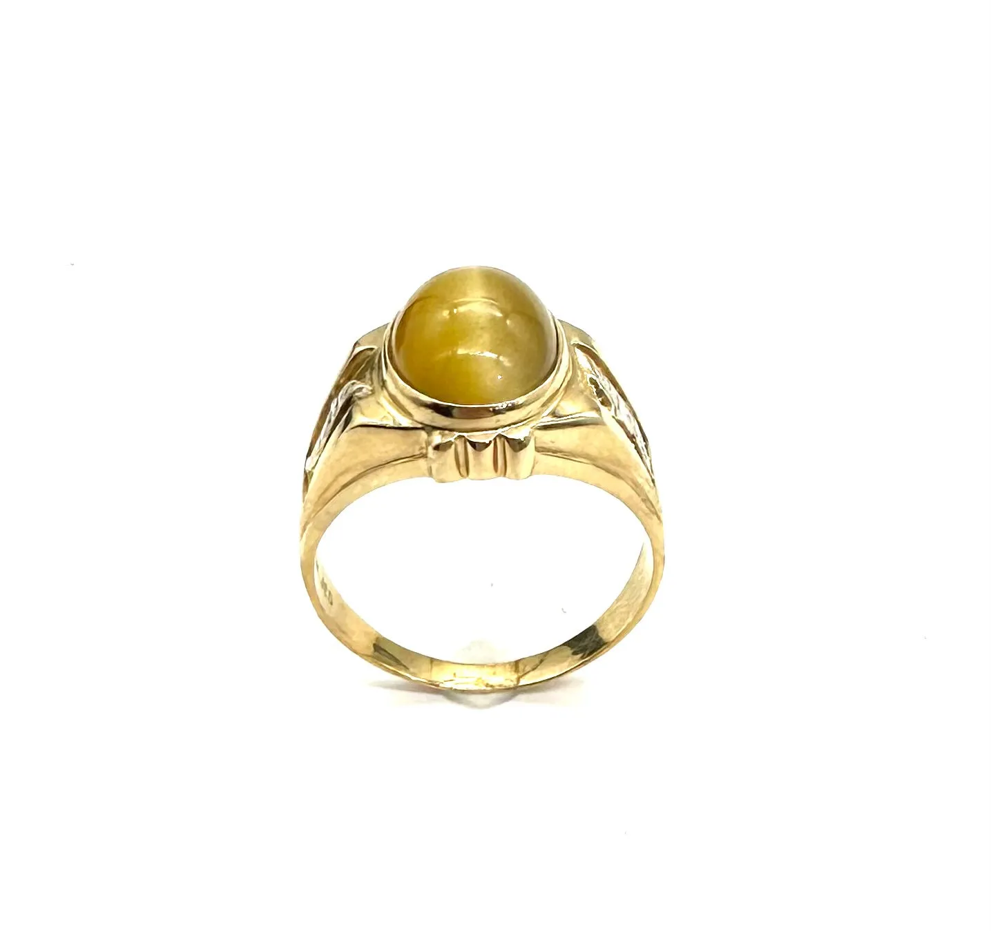 Bezel Set Tigers Eye Gents Ring