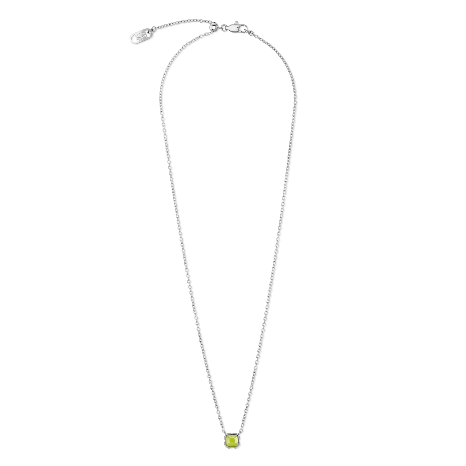 Birthstone August Necklace Green Jade Silver