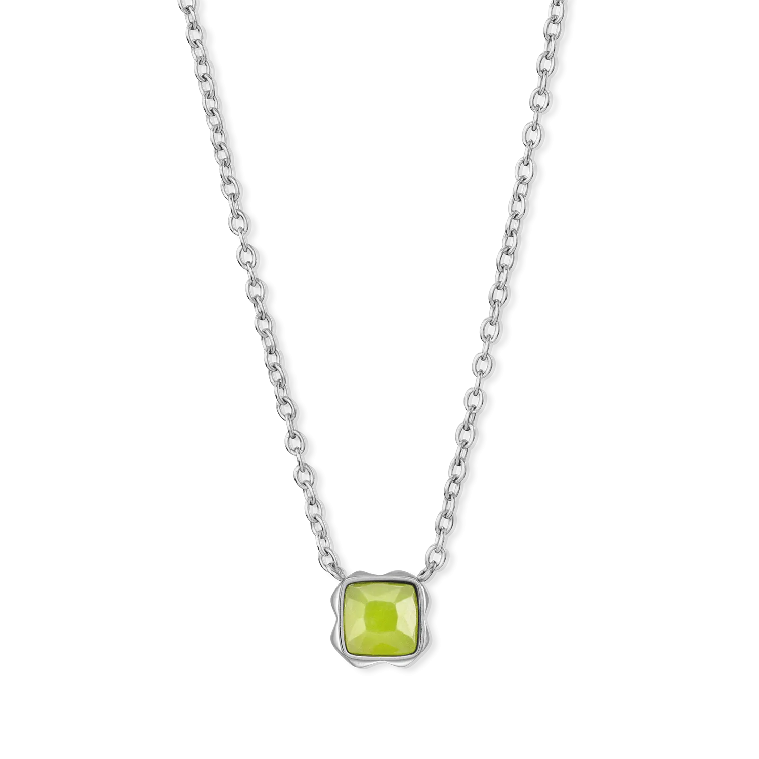 Birthstone August Necklace Green Jade Silver