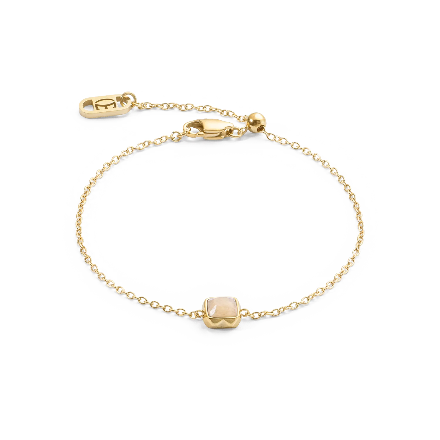 Birthstone June Bracelet Cream Jade Gold