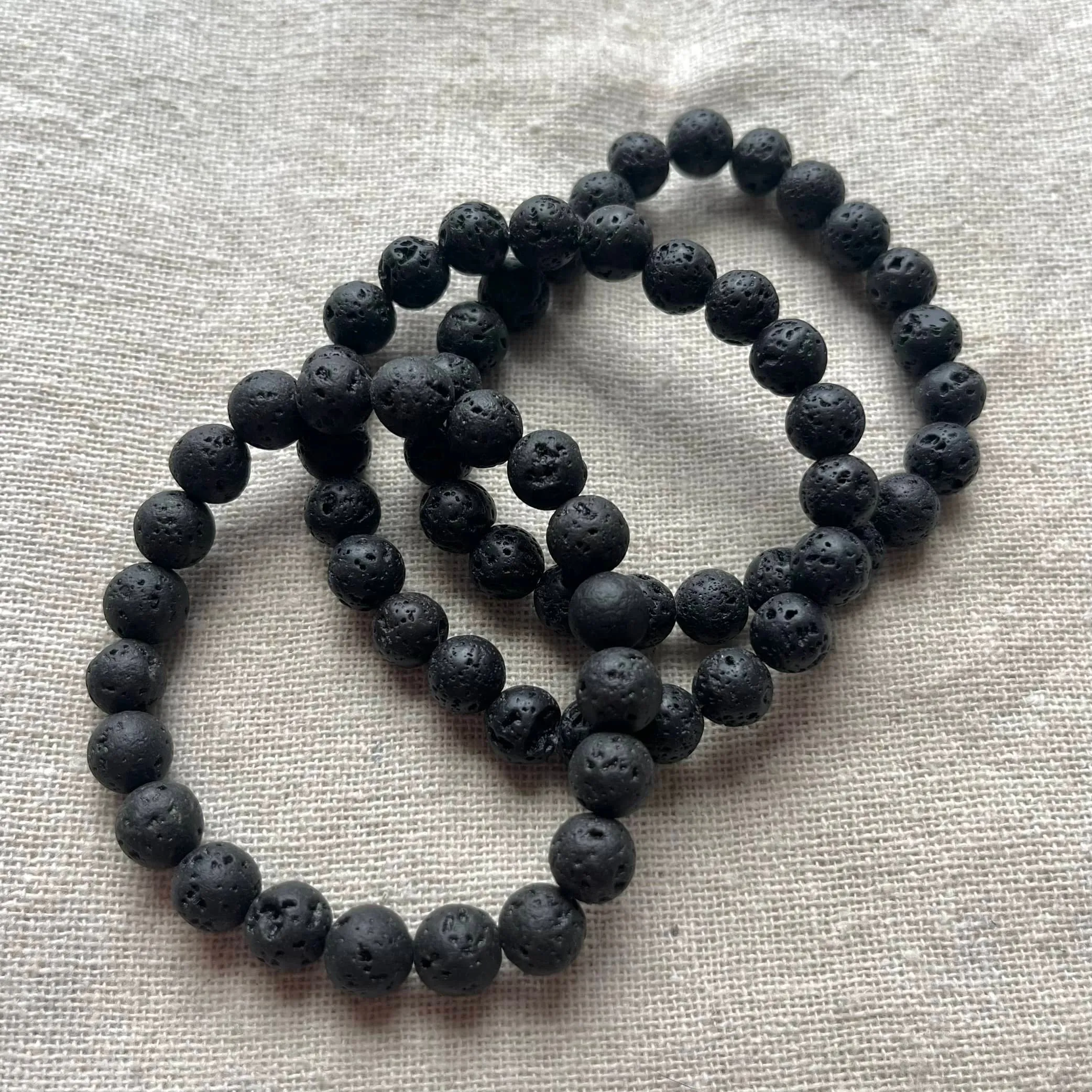 Black Lava Stone 8mm Beaded Bracelet - Strength