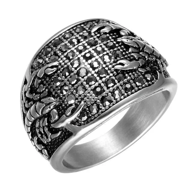 Black Marcasite Stainless Steel Scorpion Ring